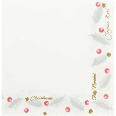 Gastro obaly Vánoční ubrousek bílý s potiskem NOËL 40x40cm DOUBLE POINT 1200ks
