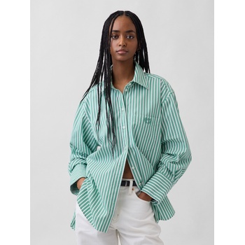 GAP Oversize поплинова риза с лого Big Shirt GAP GAP | Zelen | ЖЕНИ | XXS