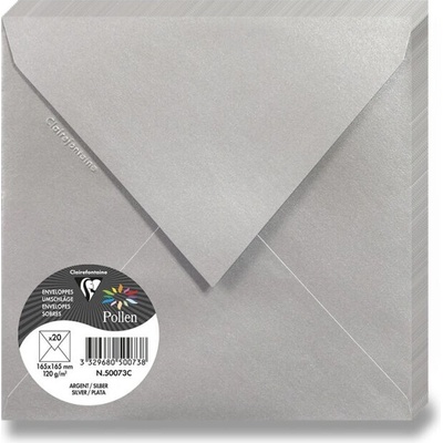 Barevná obálka Clairefontaine 165 × 165 mm, olizová, stříbrná, 20 ks