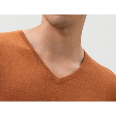 Olymp Level Five z merino vlny s příměsí hedvábí V-výstřih oranžový