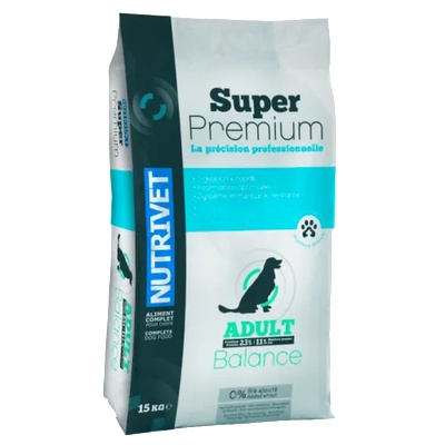 Nutrivet Super Premium ADULT 23 11 BALANCE DOGS - храна за пораснали кучета от всички породи, Франция - 15 кг
