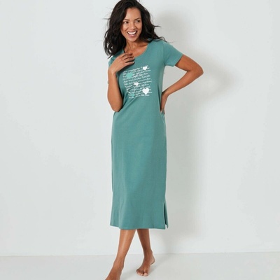 dlouhá košile s krátkými rukávy a potiskem srdcí khaki – Zboží Dáma