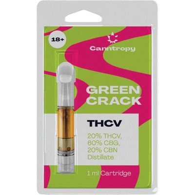Canntropy THC-V Vape cartridge Green Crack, 20% THCV, 60% CBG, 20% CBN, 1ml