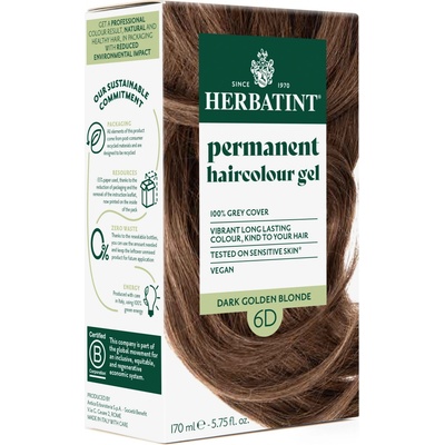 Herbatint permanentní barva na vlasy tmavá zlatavá blond 6D 150 ml