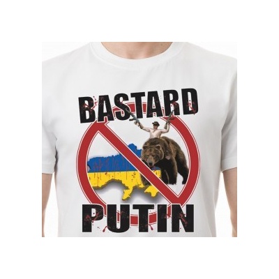 Tričko Ukrajina Bastard Putin Bílá