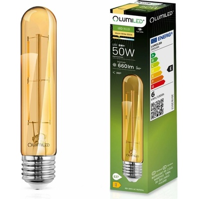 Lumiled LED žiarovka E27 T30 6W = 50W 660lm 3000K Warm 360° Filament