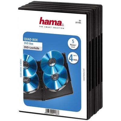 Hama DVD Quad Box, Black, Package of 5 pieces 4 дискове Черен (000511860000) (000511860000)