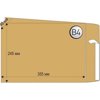 Плик за писма , B4, 245 x 355 mm, хартиен, с разширяемо дъно, кафяв, 250 броя