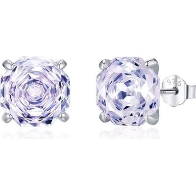 GRACE Silver Jewellery Stříbrné náušnice Ledová růže s fialovým krystalem 6/8 mm E-RHE1886/324-8 Fialová 8 mm