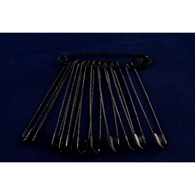 Černé spínací špendlíky č. 3 - 12 ks - rozměr 5,1cm x 0,8 cm