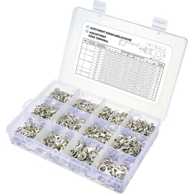 TRU COMPONENTS TC-11991844 sada okrúhlych káblových ok neizolované 0.5 mm² 6 mm² strieborná 1440 ks