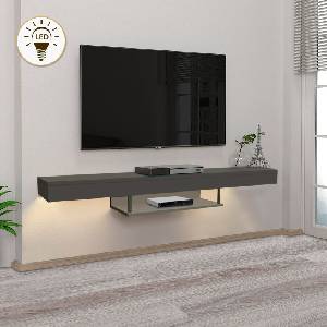 TopMebel Albares TopMebel меламинов стенен ТВ шкаф с LED осветление в антрацит цвят 150x29.6x22cm