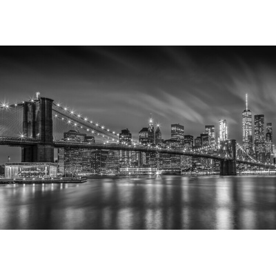 Plagát, Obraz - Melanie Viola - BROOKLYN BRIDGE Nightly Impressions Monochrome, 120 × 80 cm