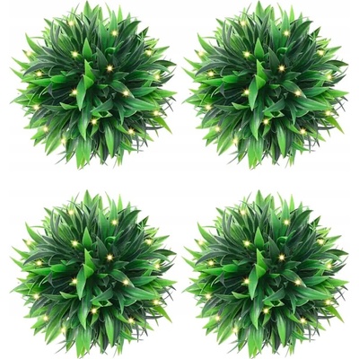 Umělé buxusové koule s LED diodami 4 ks, zelené, 15 cm