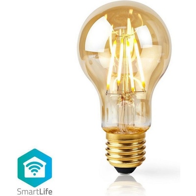 Nedis LED žárovka Wi-Fi Smart Bulb 5W zlatá LED žárovka , A60, E27, 5W, 230V, 500lm, 2200K, teplá bílá, stmívatelná, Wi-Fi, zlatá WIFILF10GDA60