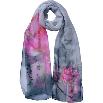 šátek šedý dámský s potiskem květů Women Print Grey