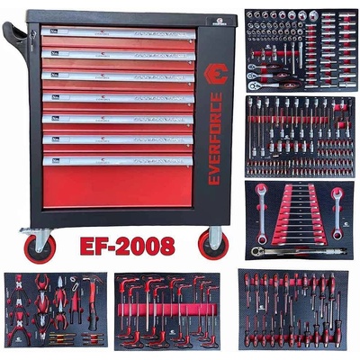 EVERFORCE Количка за инструменти 251 части, 7 чекмеджета и странично отделение, 850x810x480 мм, EVERFORCE EF-2008 (EF-2008)