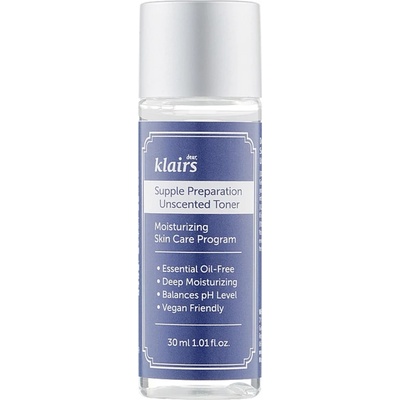 Dear, Klairs Supple Preparation Unscented Toner MINI - Хидратиращ тоник без аромат MINI 30мл