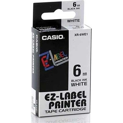 Páska do tiskárny štítků Casio XR-6WE1 6mm černý tisk/bílý podklad originál