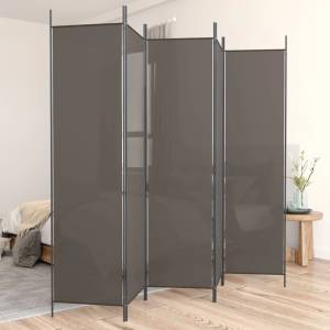vidaXL Параван за стая, 5 панела, антрацит, 250x200 cм, текстил (350188)