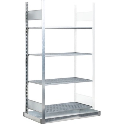 DENIOS Regál na nebezpečné látky, nadstavné pole, 4x mrežový rošt, zinkovaná vaňa, 1006x726x2000 mm