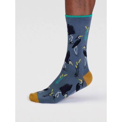 Thought Fashion UK bambusové ponožky Heron Bird blue