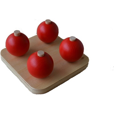 Montessori Drevené gule na kolíkoch - červené