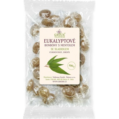 Grešík Eukalyptové cukríky s mentolom bez cukru 100 g