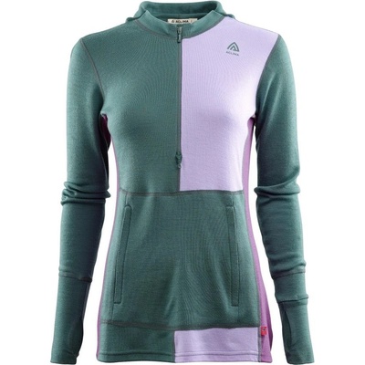 Aclima WarmWool Hood Sweater Net W North Atlantic / Purple Rose / Sunset Purple