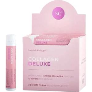 Swedish Collagen Collagen Deluxe Liquid | Hydrolyzed Marine Collagen Peptides with Hyaluronic Acid, Vitamins and Minerals [30 x 25 мл] Неовкусен