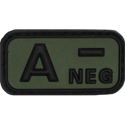 WARAGOD nášivka krvná skupina 3D A negative čierna 5x2,5cm