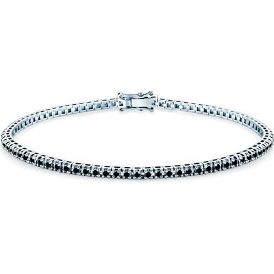 SAVICKI Tenisový náramok biele zlato s čiernymi diamantmi 1.204 ct 2,3 mm 19 cm - SAV-B-TENIS-19CM-23SZ-15K-585-CZD-B