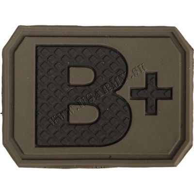 ŠTÍTOK 3D SO SUCHÝM ZIPSOM KRVNÁ SKUPINA 4,3 x 3,2 CM OLIV ZELENÁ (B POZITÍV)