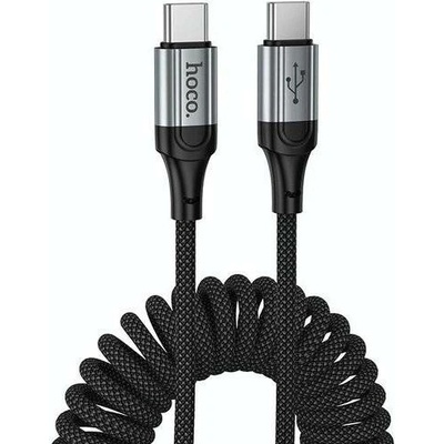 Hoco X121 Nuevo 60W Rýchle nabíjanie Type-C na Type-C spirálovo pletený dátový černý