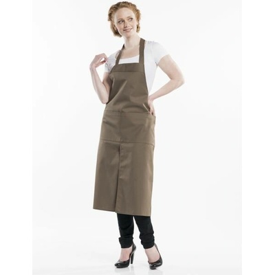 Chaud Devant Kuchářská zástěra s náprsenkou 4-Pockets Taupe Brown