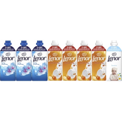 Lenor aviváž mixpack Sensitive 1239 ml + Spring Awakening 3 x 1239 ml + Gold Orchid & Vanilla 4 x 987ml