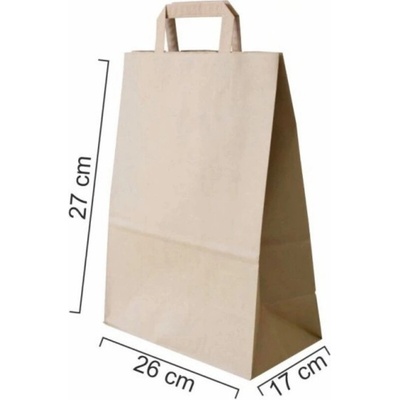 Zawmark Plus Taška papierová hnedá 26x17x27cm, ploché ucho 50ks