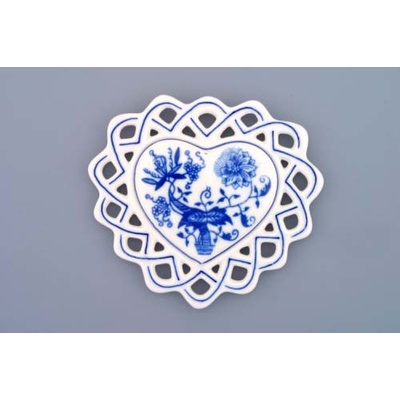 Cibulák Vánoční ozdoba srdíčko 10 cm originální cibulákový porcelán Dubí cibulový vzor 10364