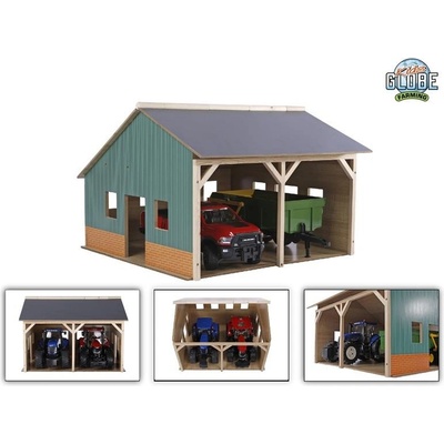 BRUDER Garáž 61038 dřevěná farma pro traktory 55x53x38cm v krabičce pasuje k hračkám a traktorům 1:16
