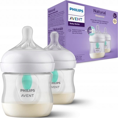 Avent láhve Natural Response průhledná dudlík s ventilem AirFree 2 ks 125 ml – Zboží Dáma