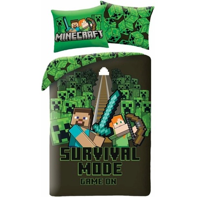 Halantex Obojstranné obliečky z mikrovlákna Minecraft motív Survival Mode zapínanie na zips 70x90 140x200