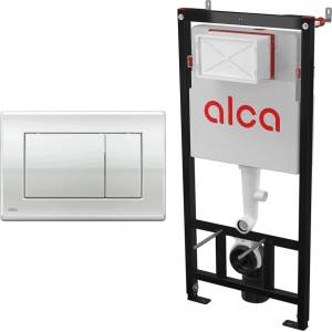 Alcadrain Комплект тоалетно казанче с вградена рамка Alca AM101/1120 и бутон Basic M271, гланциран хром (AM101/1120+M271)