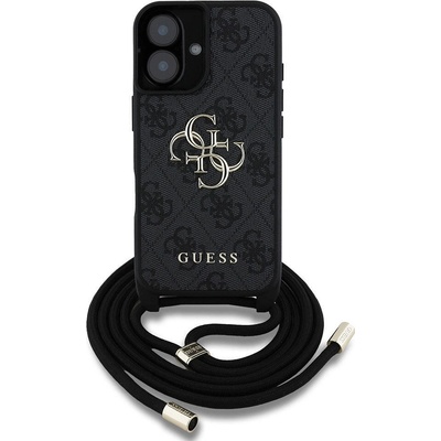 Guess PU 4G Metal Logo Crossbody Popruh pro iPhone 16 Black