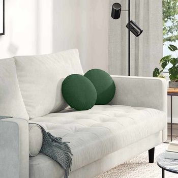 vidaXL Възглавници за седалки 2 pcs Тъмен зелен Ø 30 cm (42014117)