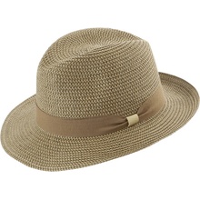 Krumlovanka letní klobouk Trilby Fa-38042 hnědo-bežová melanž