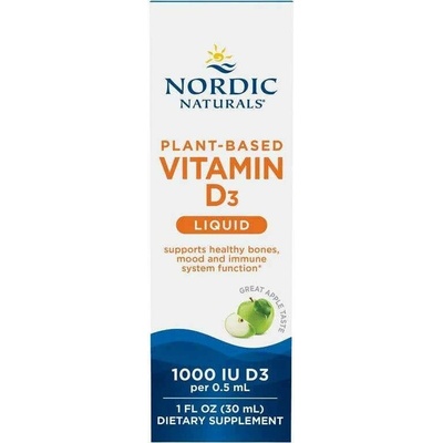Nordic Naturals Plant-based Liquid Vitamin D3, Veganský Vitamín D3, Jablko, 1000 IU, 30 ml