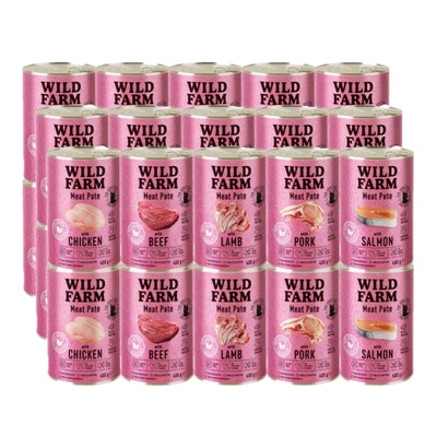 WILD FARM Пастет с различни вкусове 30x400 г - безглутенова храна за котки