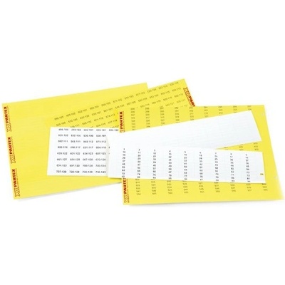 Partex štítky PF-10021KT49, 4,6 x 21 mm, žluté-bílé, 594 ks, A4, 1 list