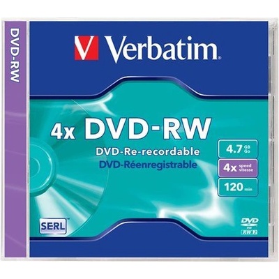 Verbatim DVD-RW 4, 7Gb 4x нормален корпус 1db/пакет (1 етикет) 43285 (43285)