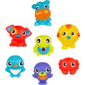 Playgro Бебешки играчки за баня Playgro - Весели приятели, 7 броя (PG.0541)